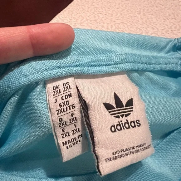 Adidas Baby Blue Trefoil Drip Logo T-Shirt Y2K Sreetwear Casual Tee Men’s 2XL - Picture 5 of 5